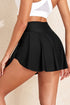 Solid Pocketed Crossover High Waist Swim Skort